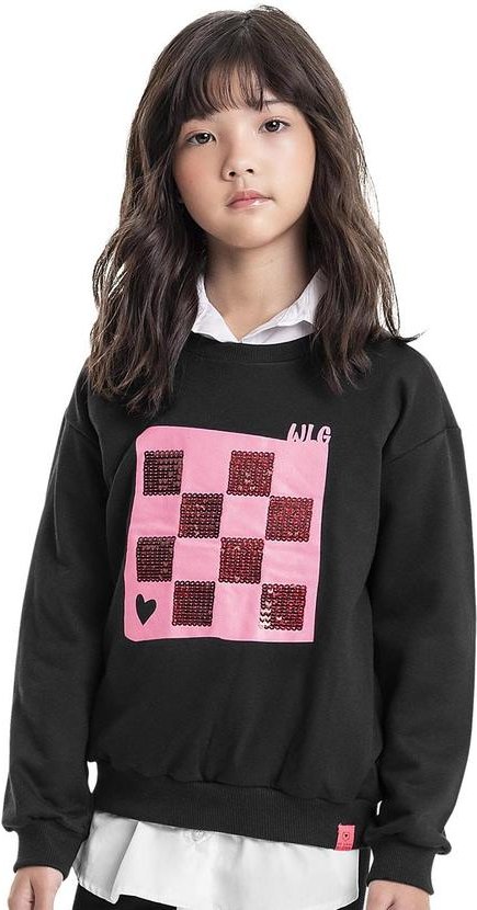 Imagem principal Blusão em Moletom Juvenil Preto Gloss Gloss