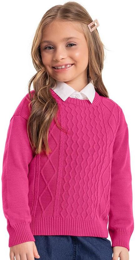 Imagem principal Blusão em Tricô Infantil Menina Rosa Quimby Quimby