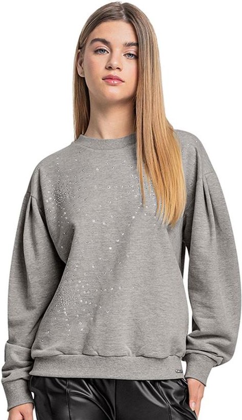 Imagem principal Blusão Juvenil em Moletom com Strass Cinza Gloss Gloss