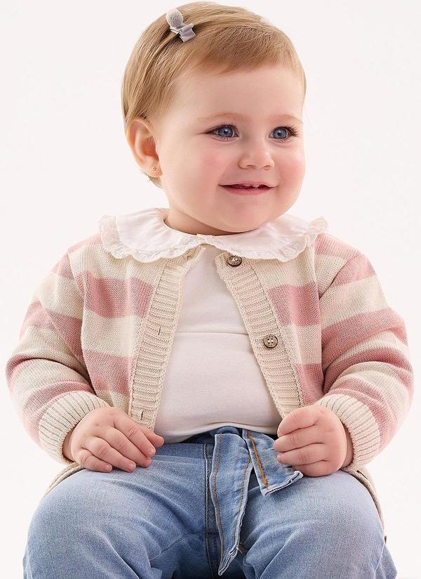 Imagem principal Cardigan em Tricô Unissex para Bebê Rosa Up Baby Up Baby