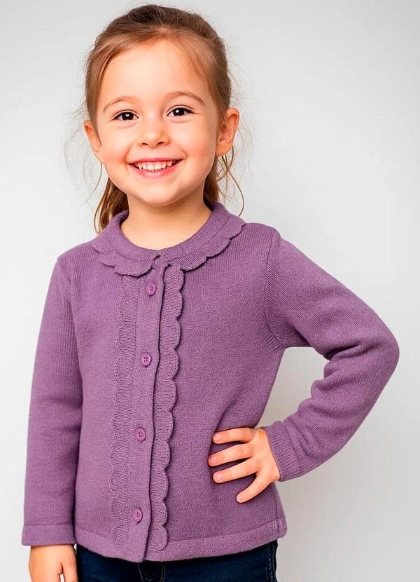 Imagem principal Cardigan Infantil com Babado Lilas Anadoda Anadoda