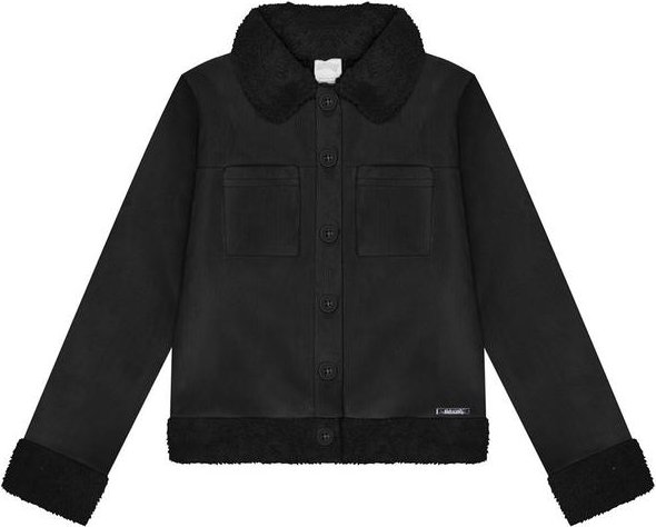 Cardigan Infantil Menina em Veludo Dublado Preto