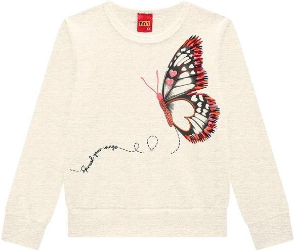 Casaco Infantil Menina Borboleta Cinza