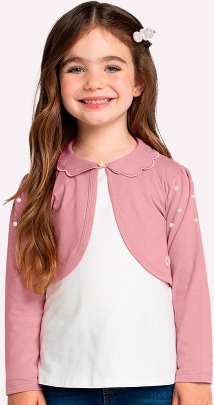 Imagem principal Bolero Infantil Menina com Pérolas Rosa Milon Milon