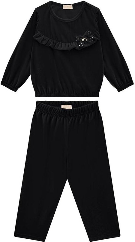 Imagem principal Conjunto Bebê Blusão e Legging em Veludo Preto Milli E Nina Milli E Nina