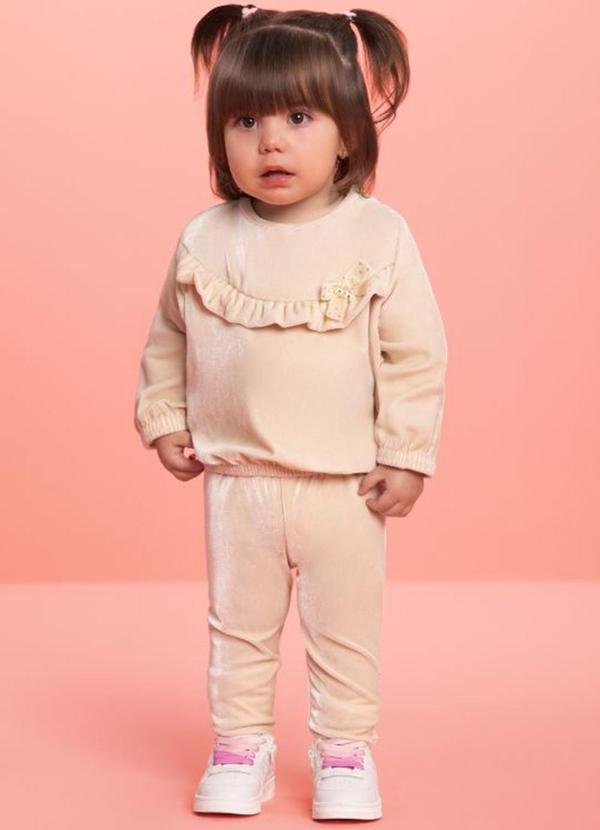 Imagem principal Conjunto Bebê Blusão e Legging em Veludo Bege Milli E Nina Milli E Nina