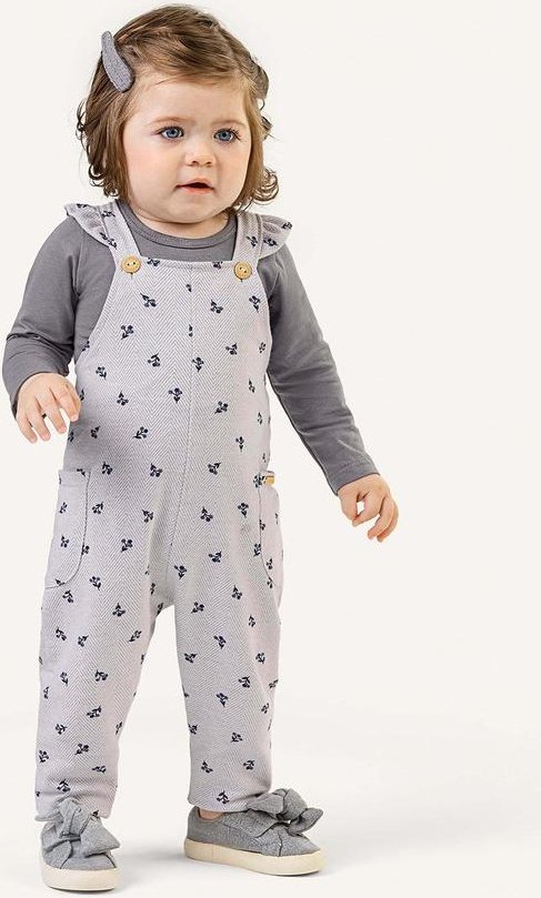 Imagem principal Conjunto Bebê Body e Jardineira Floral Cinza Colorittá Colorittá