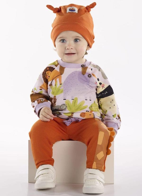 Imagem principal Conjunto Bebê com Blusão e Calça Roxo Três e Já Três e Já