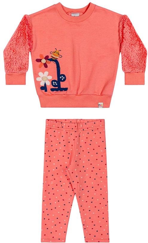 Imagem principal Conjunto Bebê Manga Longa Peluciada Laranja Elian Elian
