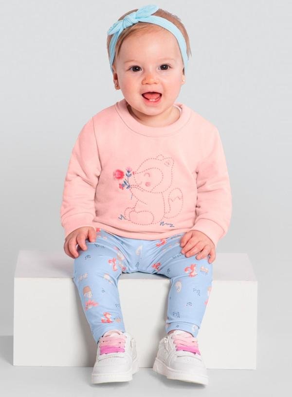 Imagem principal Conjunto Bebê Menina de Esquilinho Rosa Brandili Baby Brandili Baby