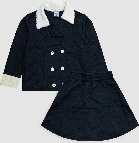 Conjunto Blazer e Saia Godê Jacquard Preto