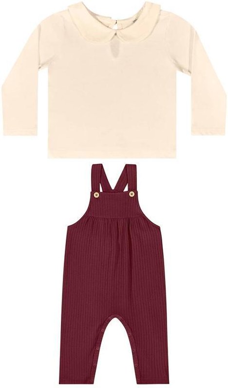 Imagem principal Conjunto Blusa e Jardineira Bege Quimby Quimby