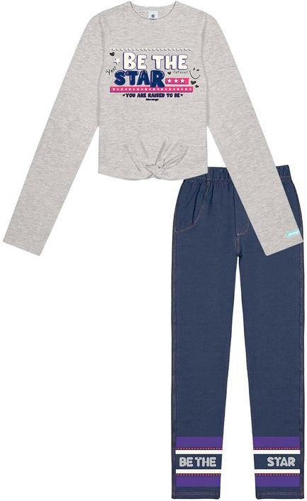 Imagem principal Conjunto Blusa e Legging Cinza Abrange Abrange