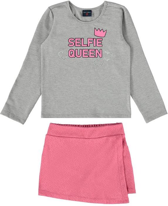 Conjunto Blusa e Short-Saia Guloseima Cinza