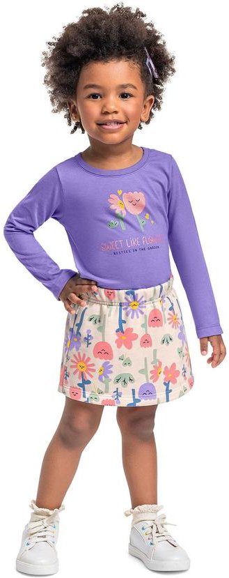 Conjunto Blusa e Shorts-Saia Roxo