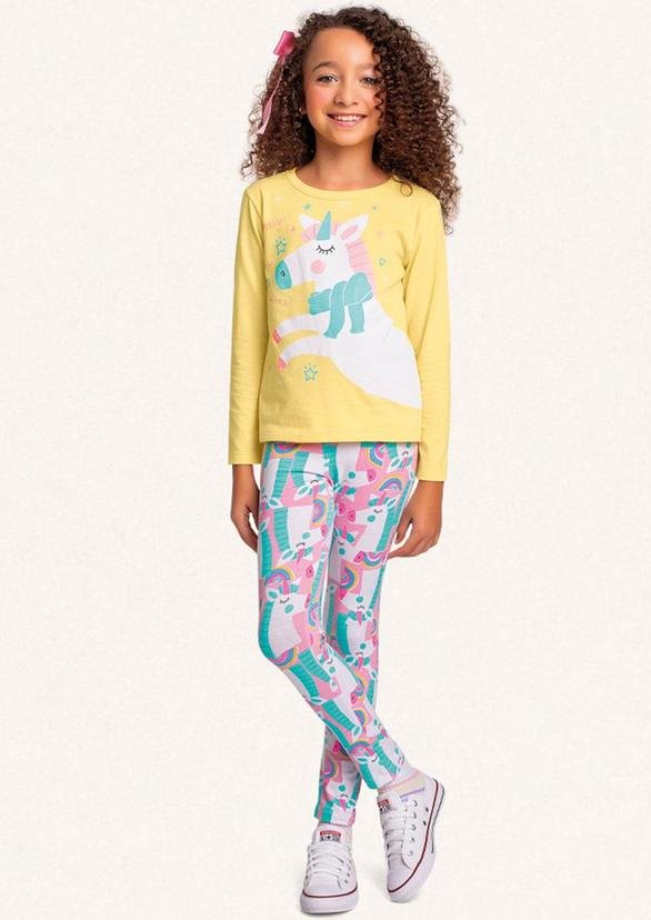 Conjunto Blusa Manga Longa/Legging Amarelo