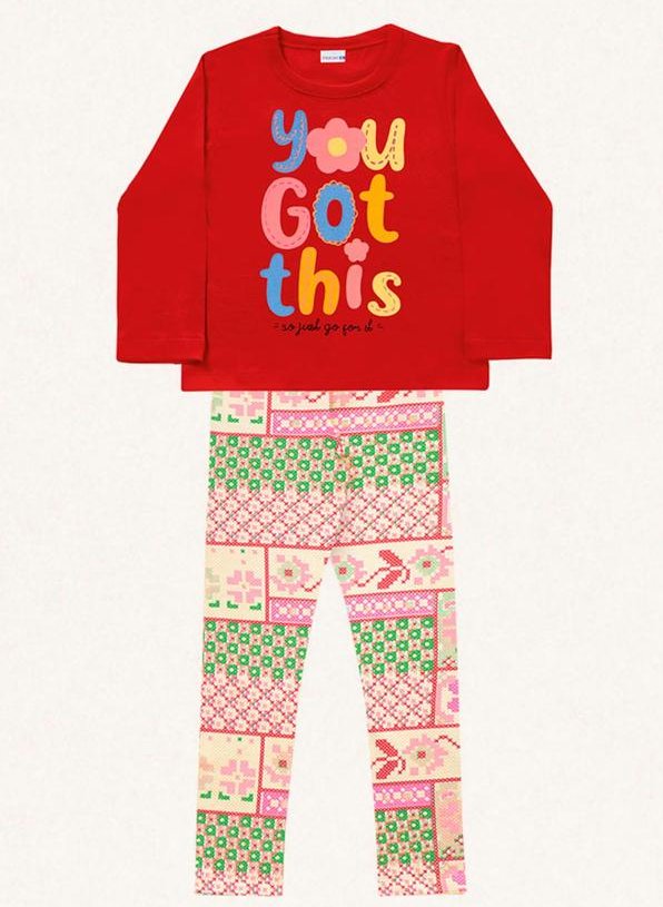 Conjunto Blusa Manga Longa/Legging Vermelho