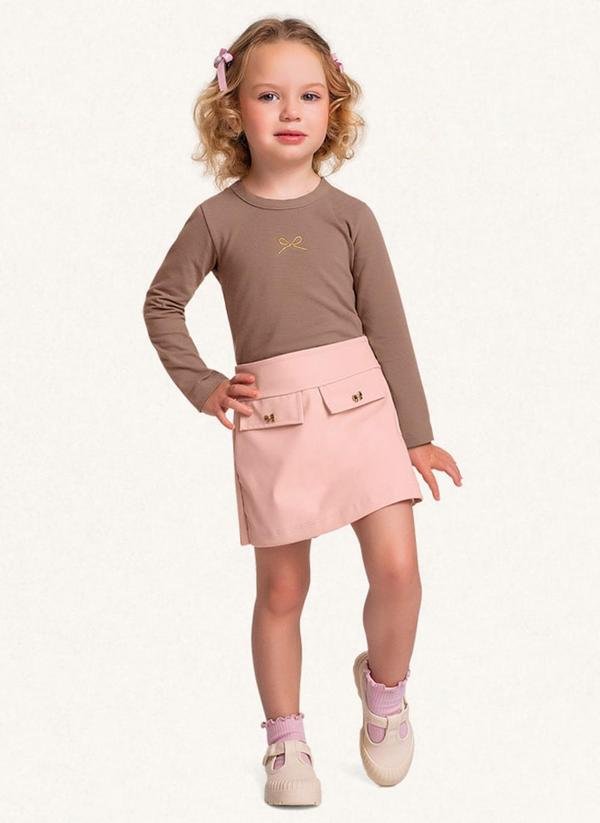 Imagem principal Conjunto Blusa Manga Longa/Short Saia Marrom Fakini Kids Fakini Kids