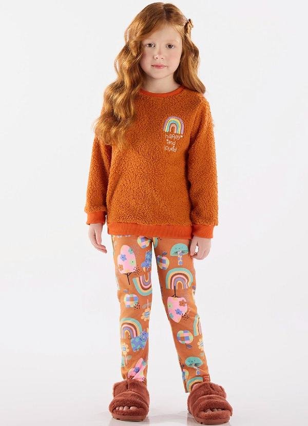 Conjunto Blusão e Calça Menina Laranja