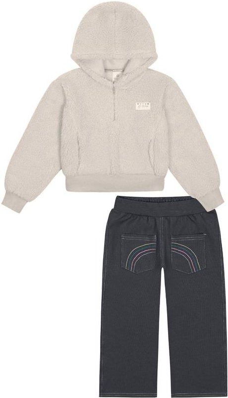 Imagem principal Conjunto Blusão em Pelo e Calça Wide Leg Bege Je Abrange Abrange