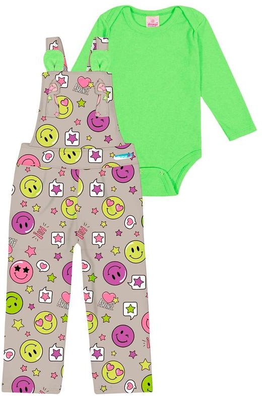 Imagem principal Conjunto Body e Jardineira Baby Verde Abrange Abrange