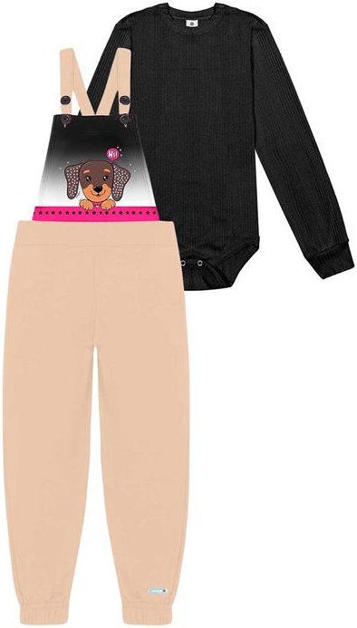 Imagem principal Conjunto Body e Jardineira Dog Preto Abrange Abrange