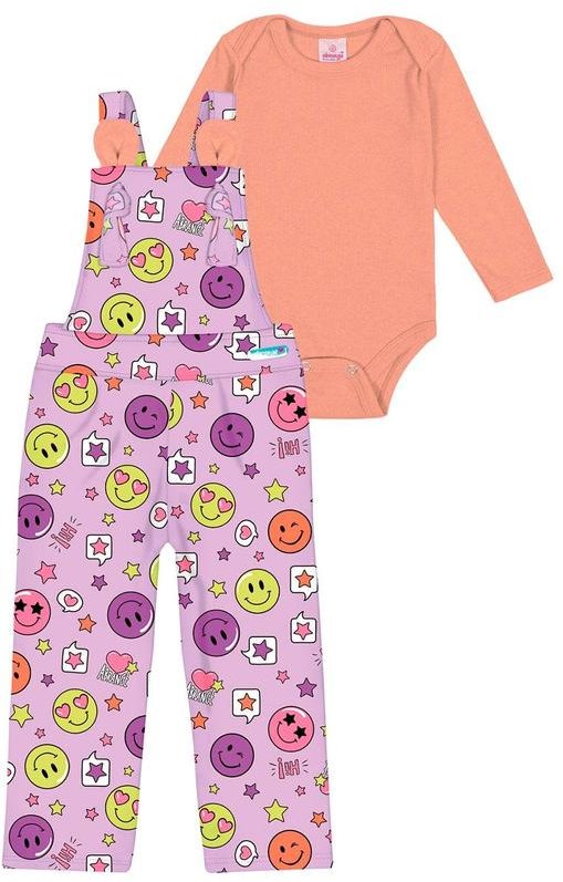 Imagem principal Conjunto Body e Jardineira Neon Baby Laranja Abrange Abrange