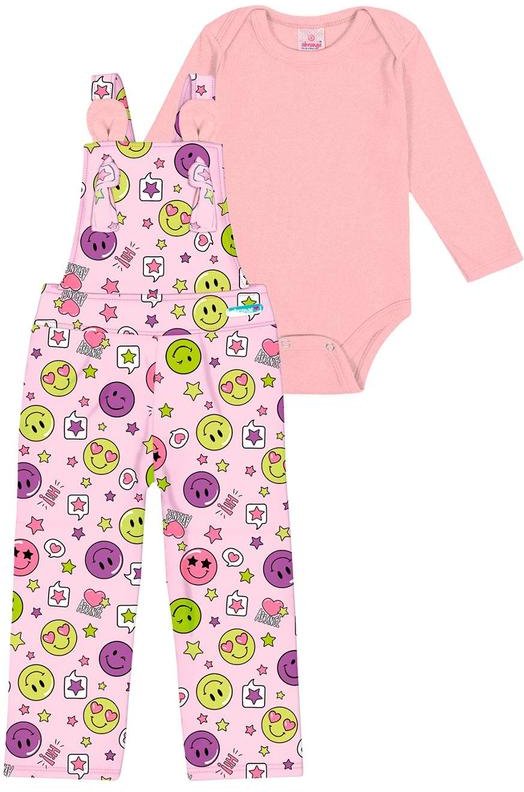 Imagem principal Conjunto Body e Jardineira Neon Baby Rosa Abrange Abrange