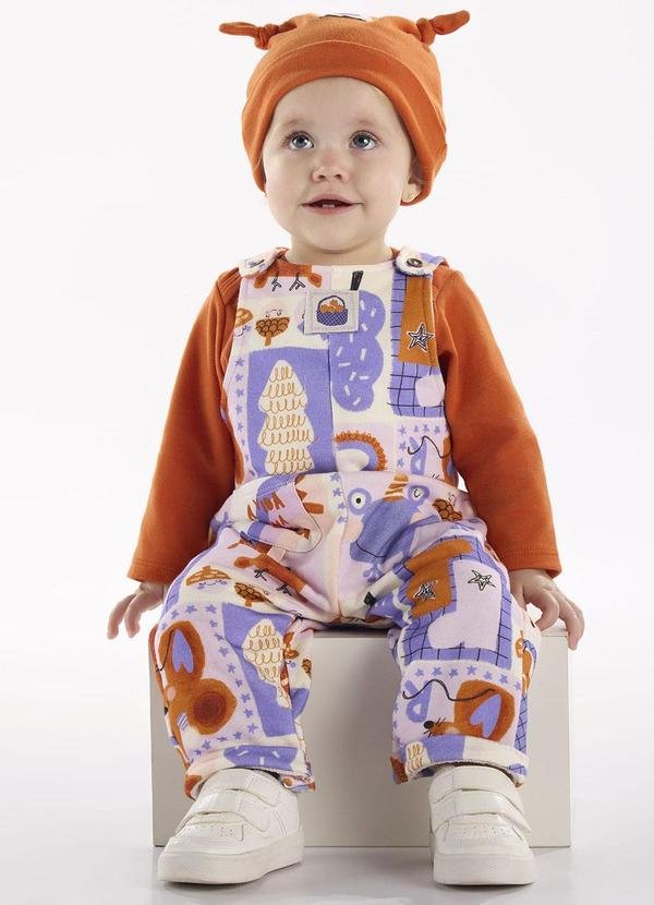 Imagem principal Conjunto com Body e Jardineira Laranja Três e Já Três e Já