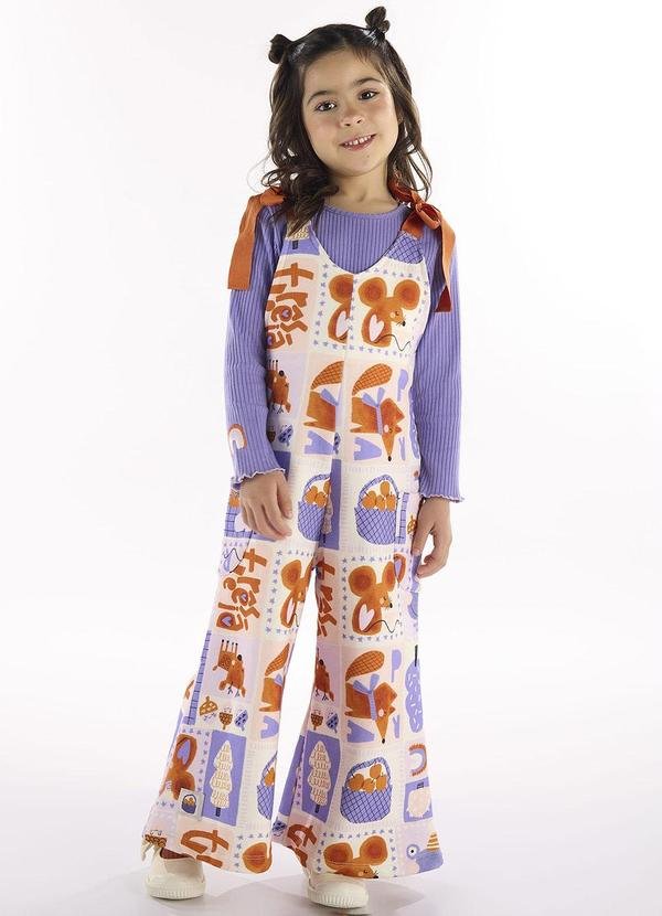 Imagem principal Conjunto Cropped e Jardineira Bege Três e Já Três e Já