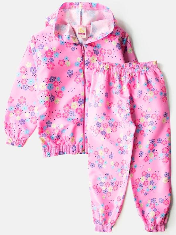 Imagem principal Conjunto Feminino Corta Vento Flores Rosa Laluna Laluna