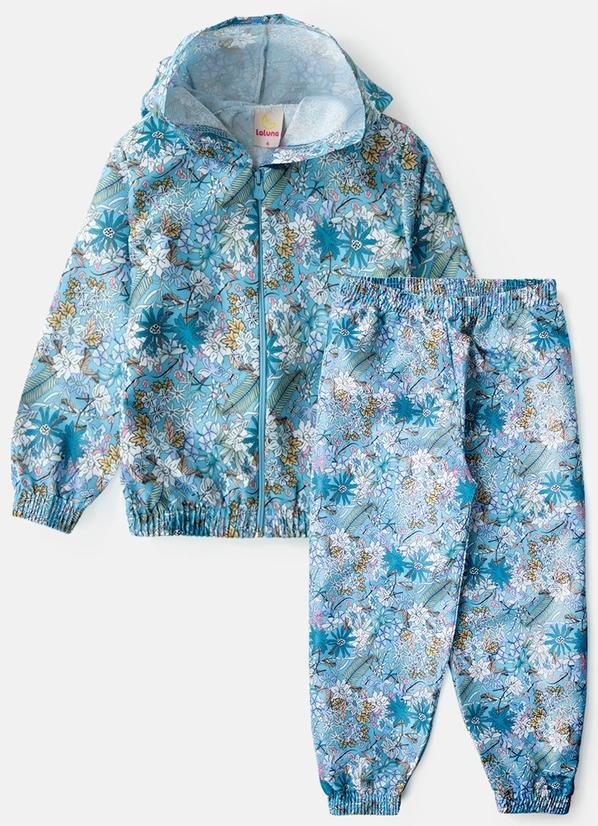 Imagem principal Conjunto Feminino Corta Vento Florido Azul Laluna Laluna