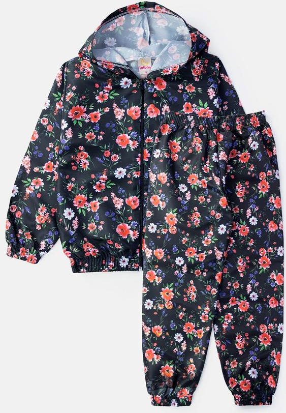 Imagem principal Conjunto Feminino Corta Vento Florido Preto Laluna Laluna