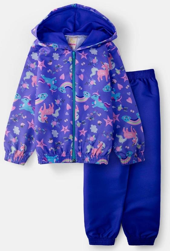 Imagem principal Conjunto Feminino Corta Vento Unicórnios Lilás Laluna Laluna