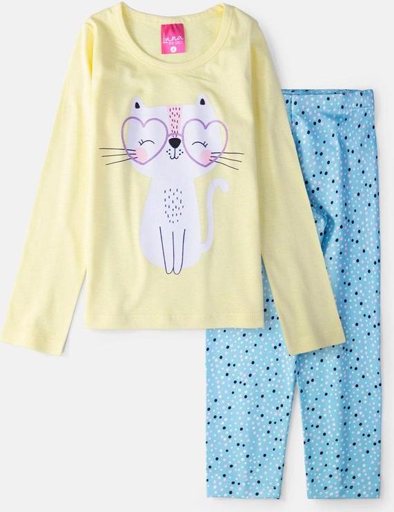 Imagem principal Conjunto Feminino Gatinha Amarelo Laluna Laluna