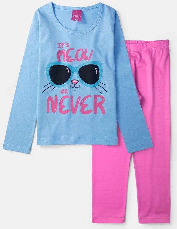 Imagem principal Conjunto Feminino It'S Meow Azul Bebê