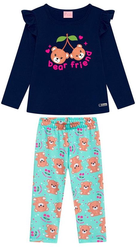 Conjunto Infantil Blusa e Legging Suplex Azul