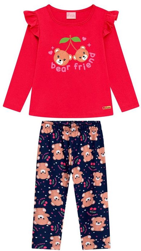 Conjunto Infantil Blusa e Legging Suplex Rosa