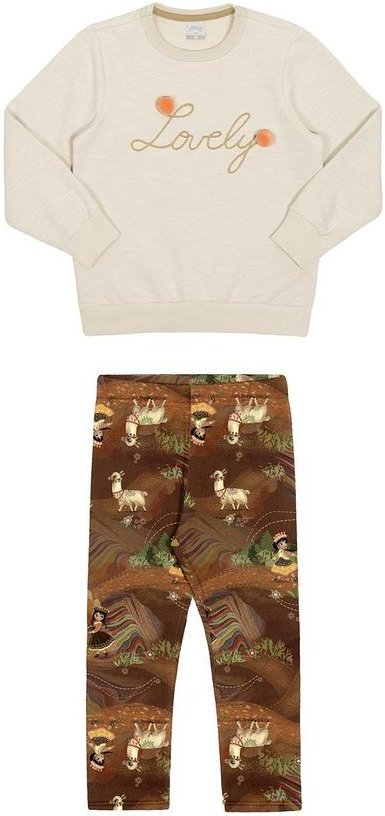 Imagem principal Conjunto Infantil Menina com Bordado Pompom Marrom Alakazoo Alakazoo