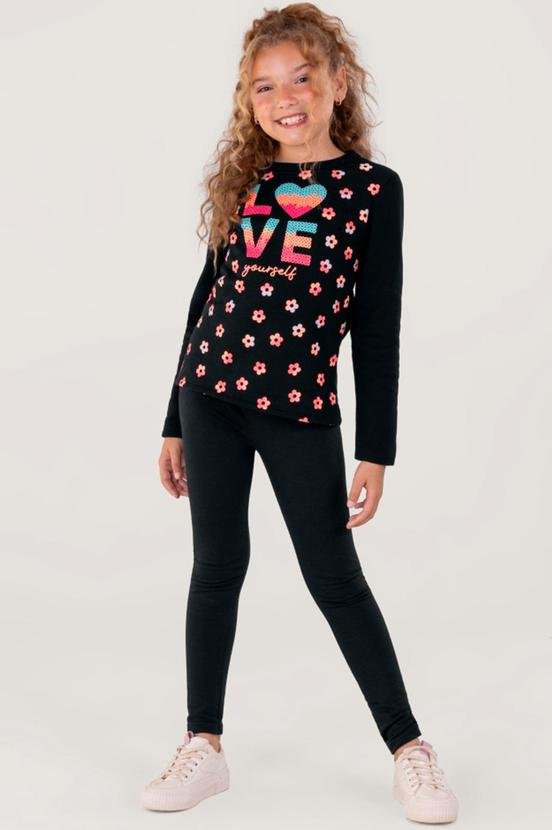 Imagem principal Conjunto Infantil Menina de Flores Preto Brandili Brandili