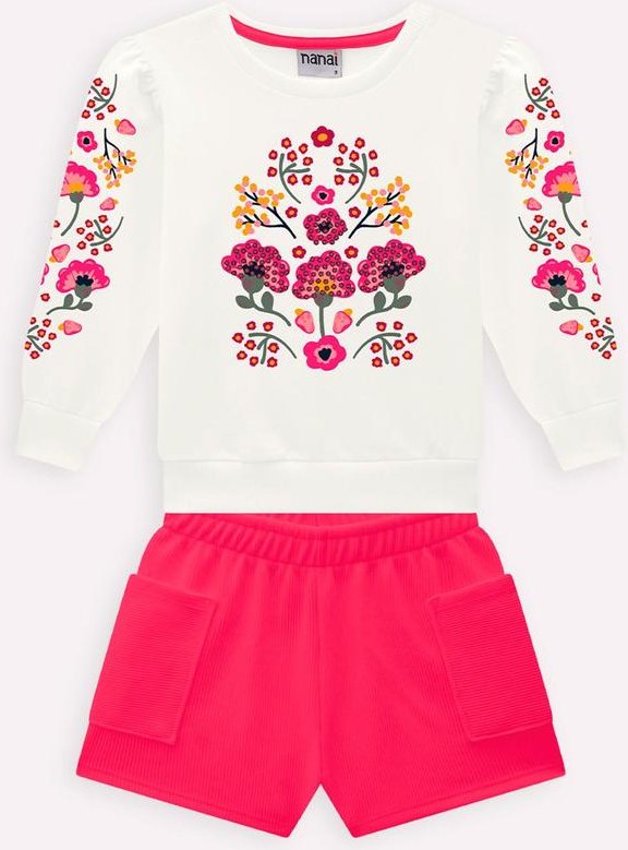 Imagem principal Conjunto Infantil Menina em Moletinho Off White Nanai Nanai
