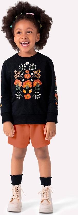 Imagem principal Conjunto Infantil Menina em Moletinho Preto Nanai Nanai