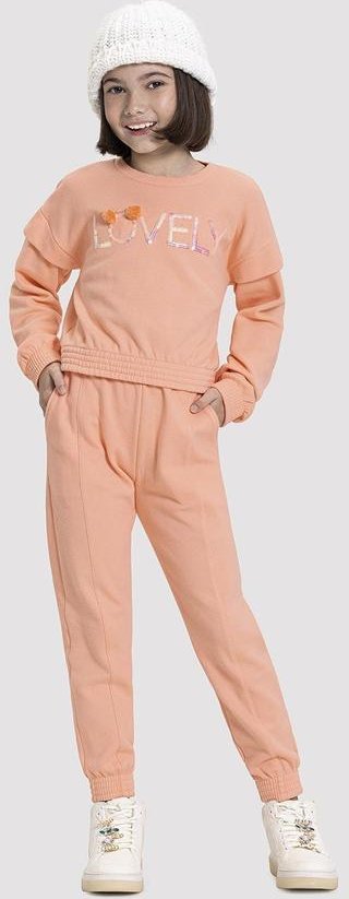 Imagem principal Conjunto Infantil Menina em Moletom com Bordado Salmão Alakazoo Alakazoo