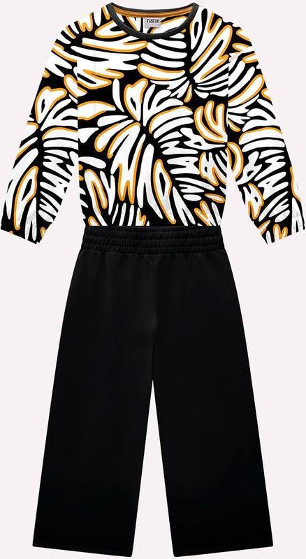 Imagem principal Conjunto Infantil Menina Folhagem Preto Nanai Nanai