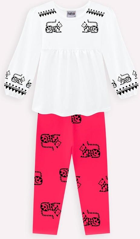 Imagem principal Conjunto Infantil Menina Gatinhos Branco Nanai Nanai