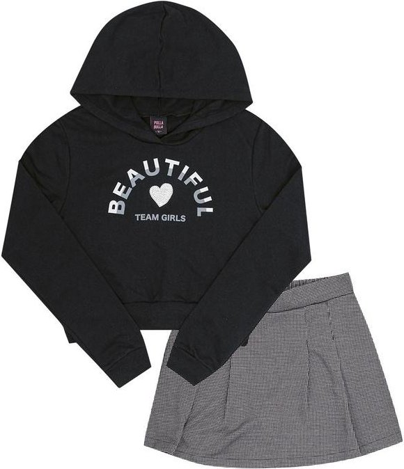 Conjunto Juvenil Menina Moletinho Preto