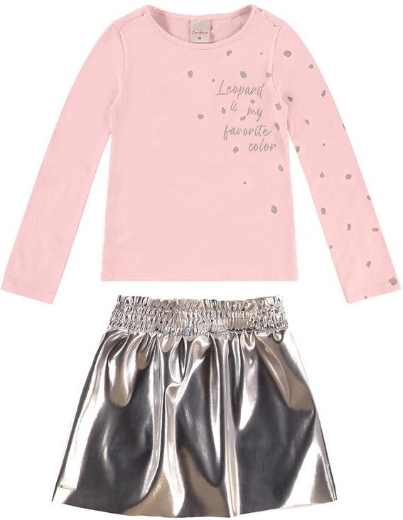 Imagem principal Conjunto Leopard com Corino Rosa Carinhoso Carinhoso