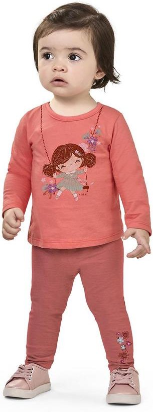 Imagem principal Conjunto Longo Bebê Menina Estampado Laranja