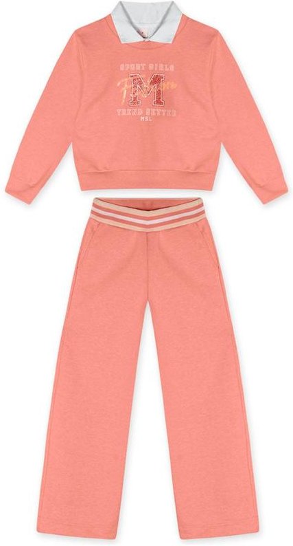 Conjunto Longo Moletom Infantil Laranja
