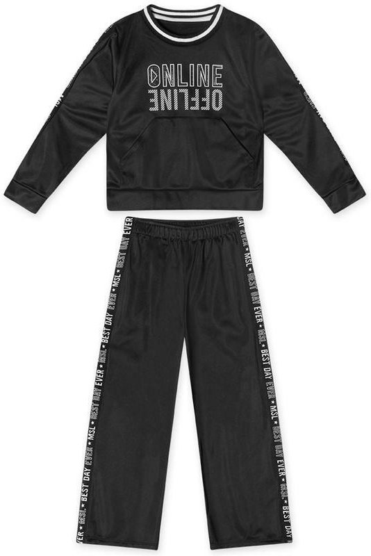 Imagem principal Conjunto Longo Moletom Infantil Preto Marisol Marisol